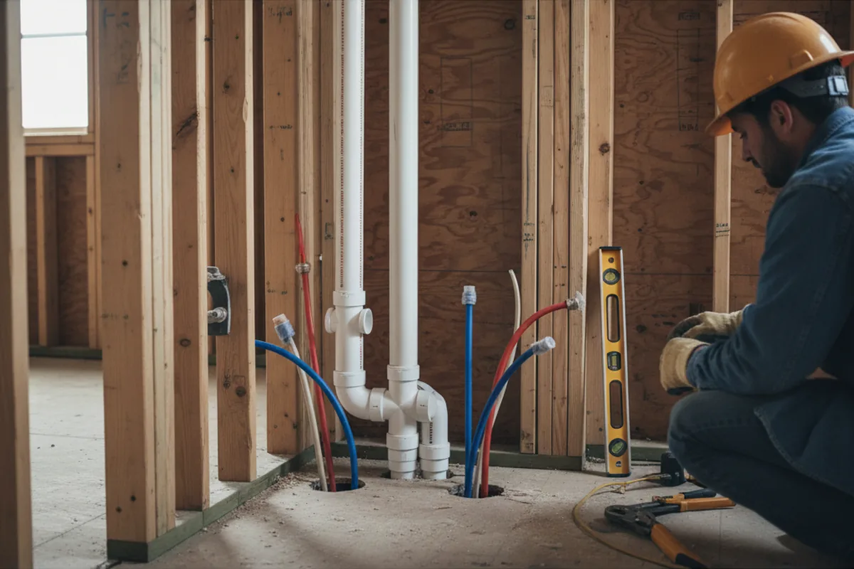 Drain and supply rough-in during Drain Cleaning in Hinckley